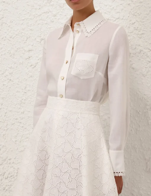 Crush Ramie Embroidered Shirt