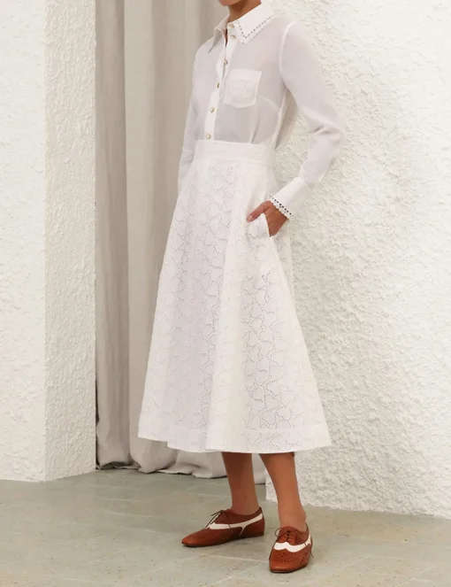 Crush Ramie Embroidered Shirt