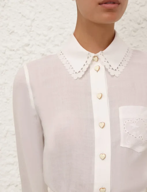 Crush Ramie Embroidered Shirt