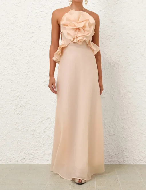Crush Ruffle Halter Maxi Dress