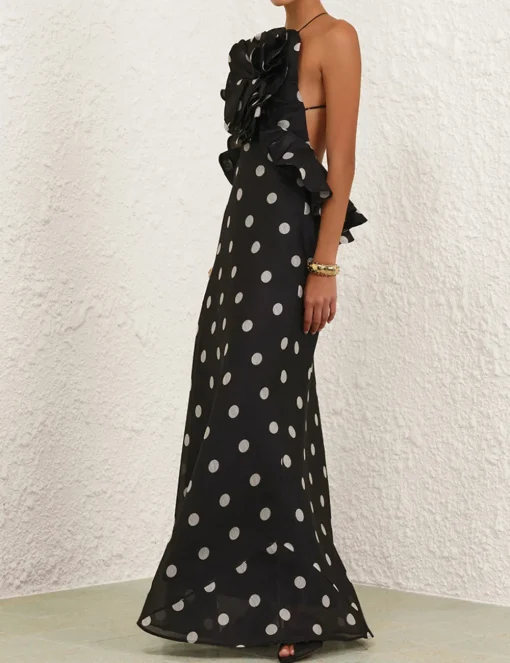 Crush Ruffle Halter Maxi Dress