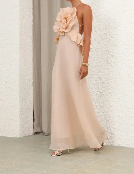 Crush Ruffle Halter Maxi Dress