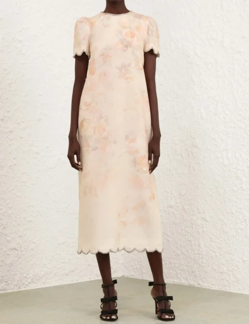 Crush Scalloped Midi Dress