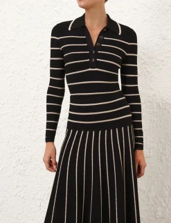 Crush Stripe Long Sleeve Polo