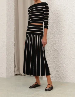 Crush Stripe Midi Skirt
