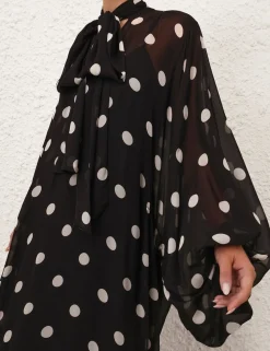 Crush Tie Neck Billow Dress