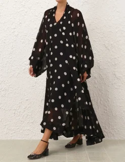 Crush Tie Neck Billow Dress