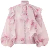 Crush Tie Neck Ruffle Blouse