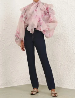 Crush Tie Neck Ruffle Blouse