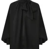 Crush Twill Tie Neck Blouse