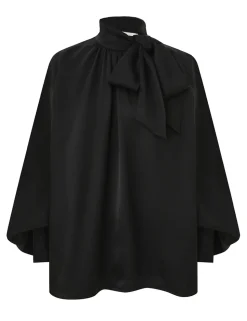 Crush Twill Tie Neck Blouse