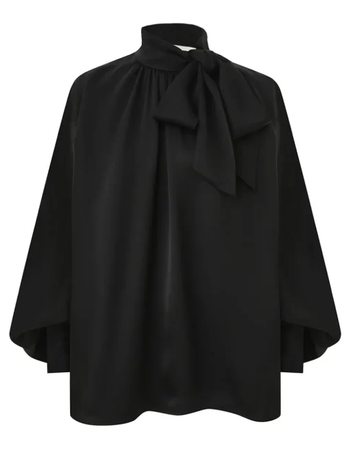 Crush Twill Tie Neck Blouse