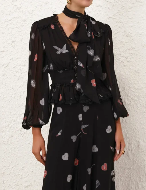 Crush V Neck Lace Blouse