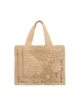 Floral Raffia Mini Tote