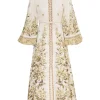 Golden Buttoned Midi Dress