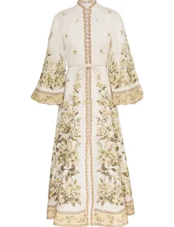 Golden Buttoned Midi Dress