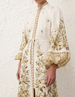 Golden Buttoned Midi Dress