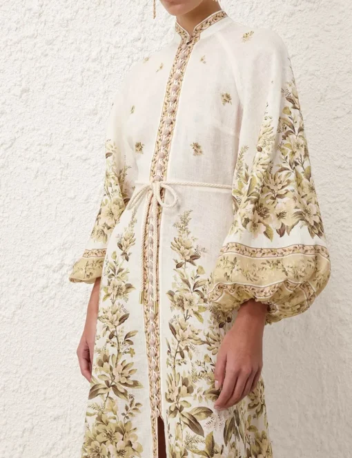 Golden Buttoned Midi Dress