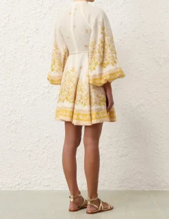 Golden Buttoned Mini Dress