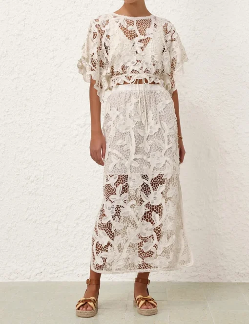 Golden Crochet Lace Skirt