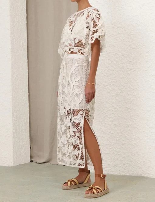 Golden Crochet Lace Skirt