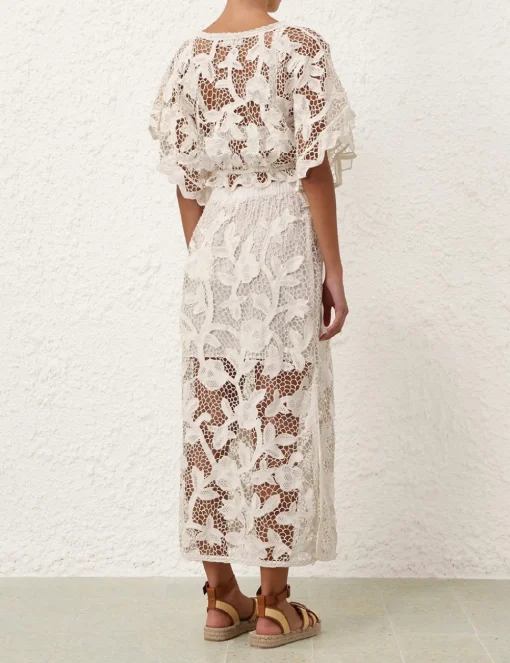 Golden Crochet Lace Skirt