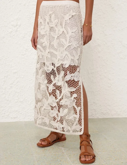 Golden Crochet Lace Skirt
