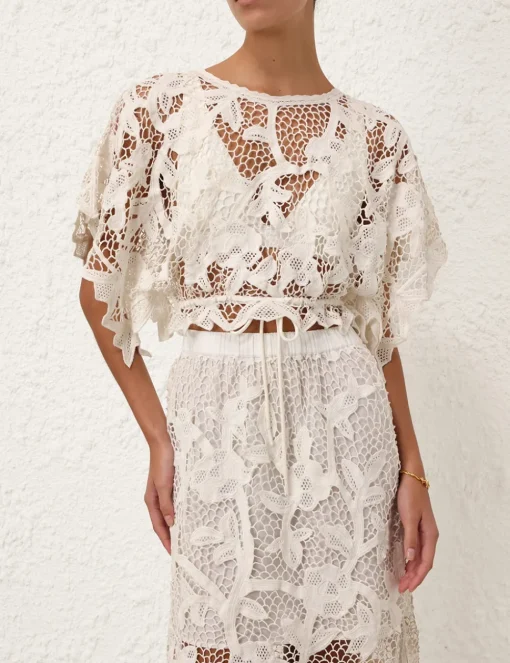 Golden Crochet Lace Top