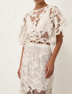 Golden Crochet Lace Top