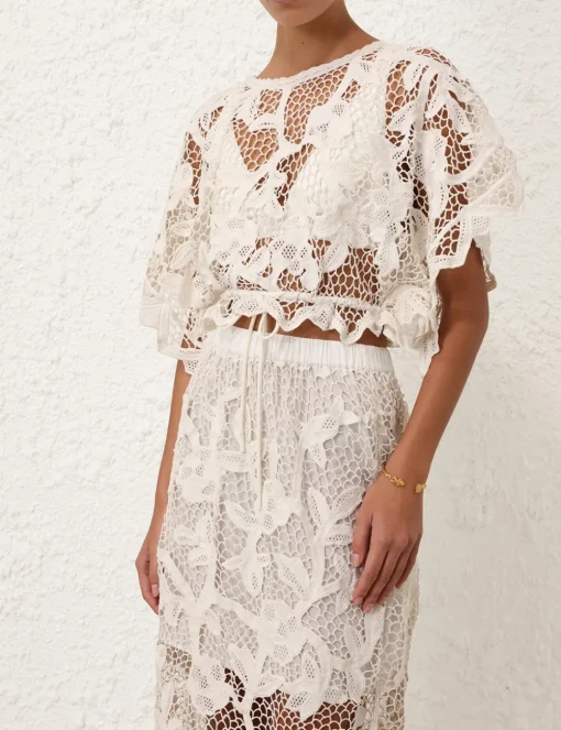 Golden Crochet Lace Top