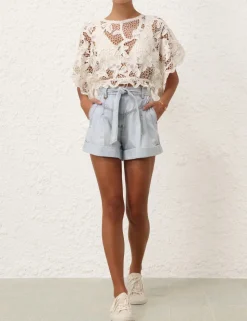 Golden Crochet Lace Top