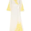Golden Embroidered Midi Dress