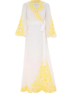 Golden Embroidered Midi Dress