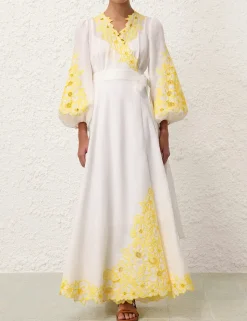 Golden Embroidered Midi Dress
