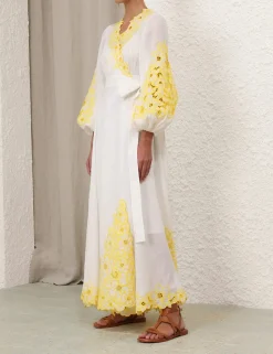 Golden Embroidered Midi Dress