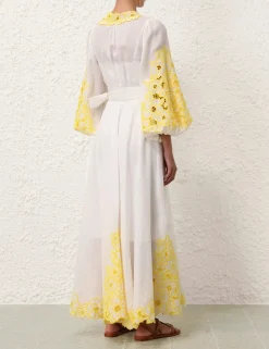 Golden Embroidered Midi Dress