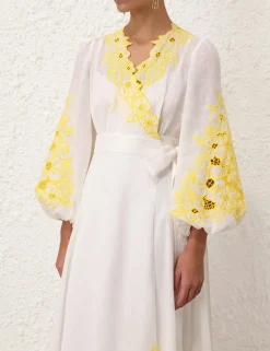 Golden Embroidered Midi Dress