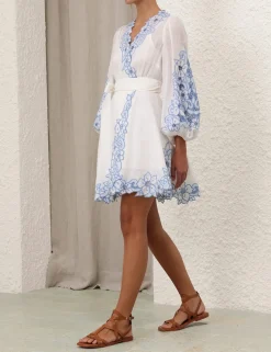 Golden Embroidered Mini Dress