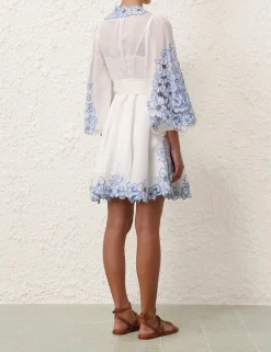 Golden Embroidered Mini Dress