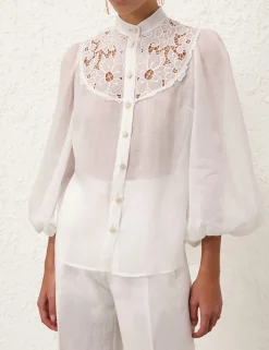 Golden Embroidered Yoke Blouse