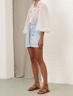 Golden Embroidered Yoke Blouse