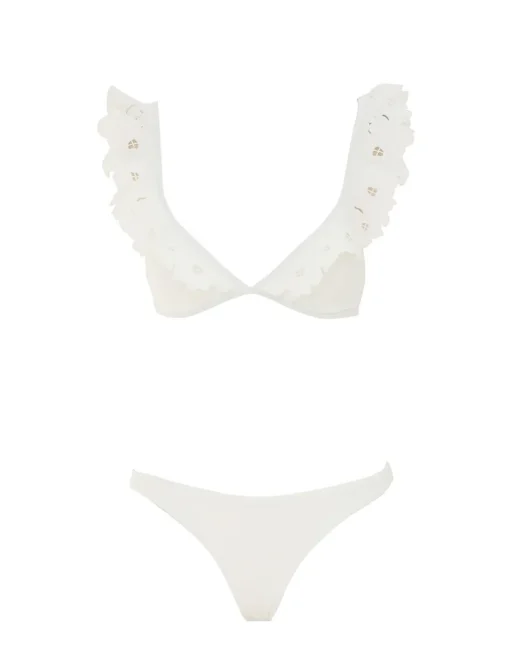 Golden Embroidery Frill Bikini