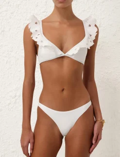 Golden Embroidery Frill Bikini