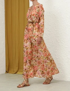 Golden Plunge Maxi Dress