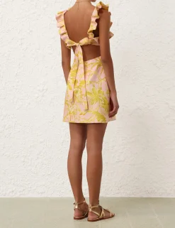 Golden Ruffle Mini Dress