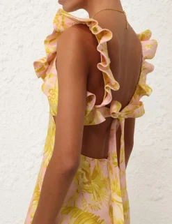 Golden Ruffle Mini Dress