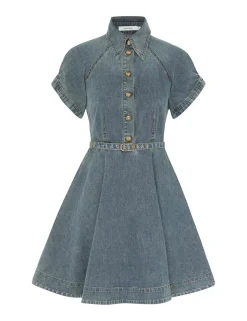 Illustration Denim Flip Dress