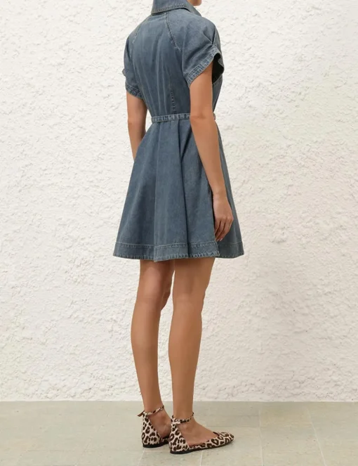 Illustration Denim Flip Dress