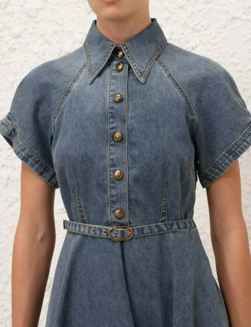 Illustration Denim Flip Dress