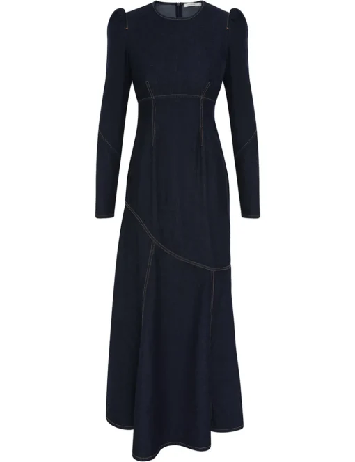 Illustration Denim Maxi Dress